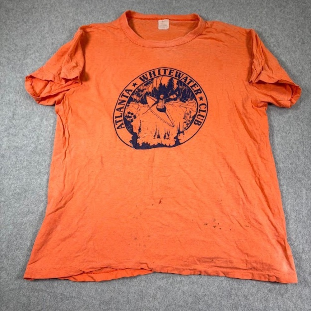 VTG Atlanta Whitewater Club T Shirt Womens Large Orange Chest 40in Length 25in - Picture 2 of 11